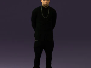 homem com corrente preta dourada 0530 Modelo 3D