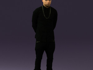 man in black golden chain 0530 3D Model