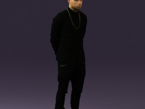 man in black golden chain 0530 3D Model