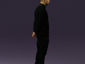 man in black golden chain 0530 3D Model