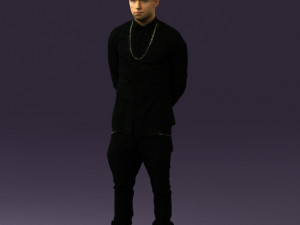 man in black golden chain 0530 3D Model