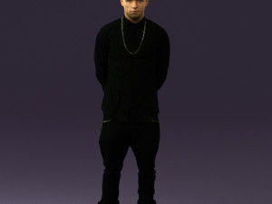 man in black golden chain 0530 3D Model