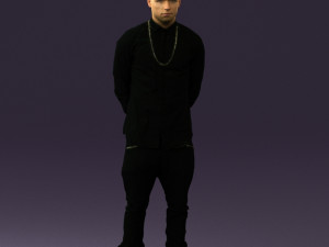 man in black golden chain 0530 3D Model