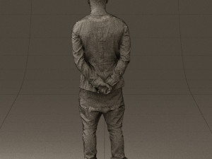 man in black golden chain 0530 3D Model