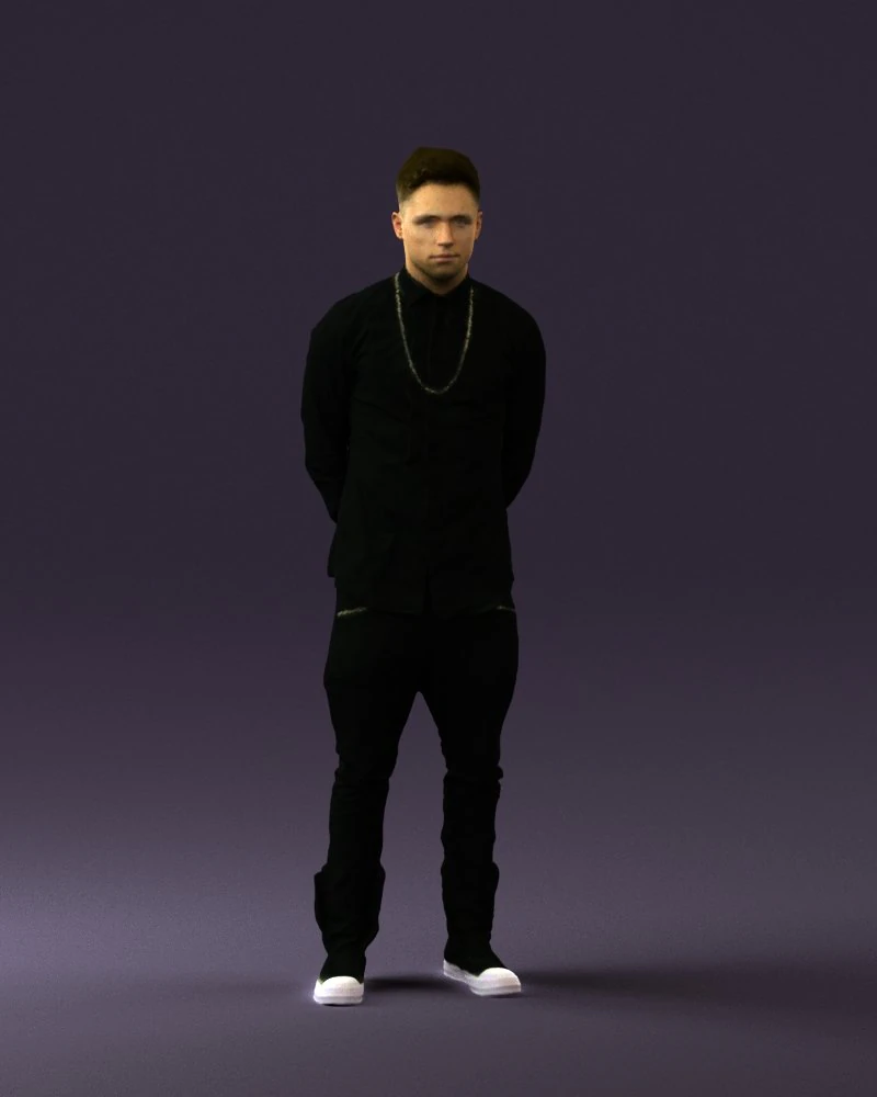 man in black golden chain 0530 3d print ready 3D Print Model .c4d .max .obj .3ds .fbx .stl .blend 