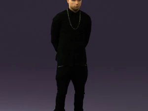 man in black golden chain 0530 3d print ready 3D Print Model
