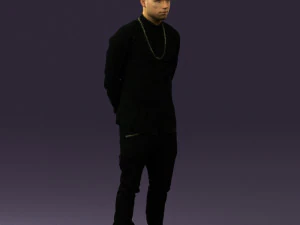 man in black golden chain 0530 3d print ready 3D Print Model