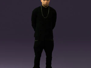 man in black golden chain 0530 3d print ready 3D Print Model