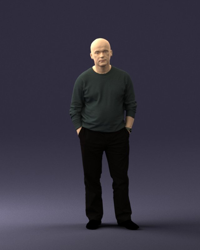 bald man sweater 0523 3D Модель .c4d .max .obj .3ds .fbx .stl .blend 