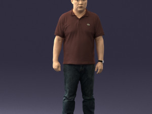 hinese man brown shirt 0520 3D Model