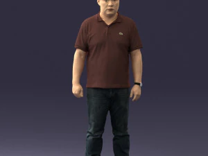 中国人男性の茶色のシャツ 0520 3Dモデル