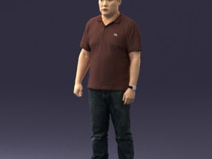 hinese man brown shirt 0520 Modello 3D