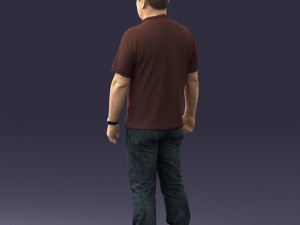 hinese man brown shirt 0520 Modello 3D