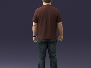 hinese man brown shirt 0520 Modello 3D