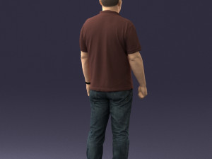hinese man brown shirt 0520 Modello 3D