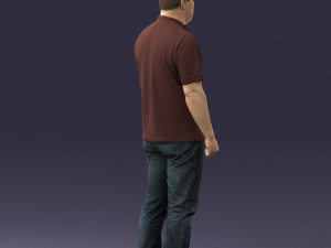 hinese man brown shirt 0520 Modello 3D