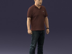 hinese man brown shirt 0520 Modello 3D