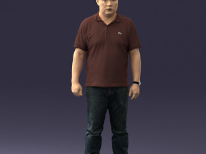 hinese man brown shirt 0520 Modello 3D