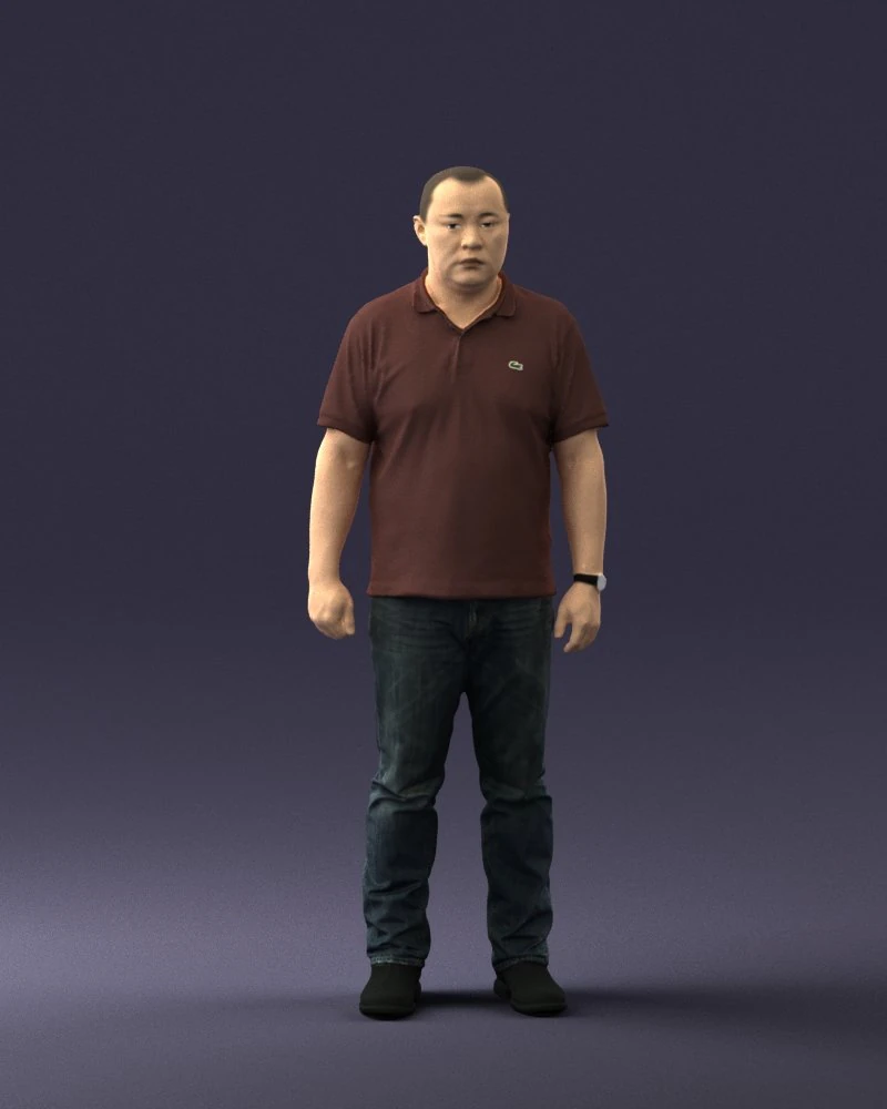 hinese man brown shirt 0520 3d print ready 3D Print Model .c4d .max .obj .3ds .fbx .stl .blend
