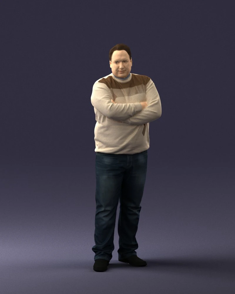 chubby man in sweater 0519 3D Model .c4d .max .obj .3ds .fbx .stl .blend 
