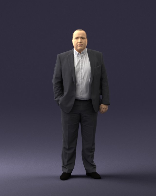 fat man gray suit 0517 3D 模型 .c4d .max .obj .3ds .fbx .stl .blend 