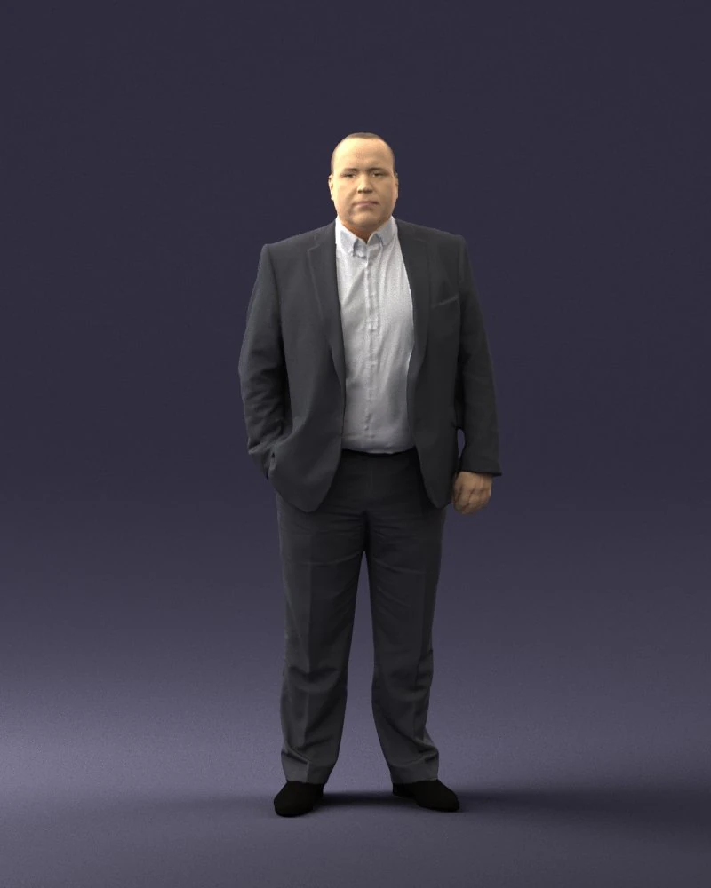 fat man gray suit 0517 3d print ready 3D Print Model .c4d .max .obj .3ds .fbx .stl .blend 