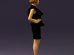 woman in black dress yellow belt 0531 3D Model