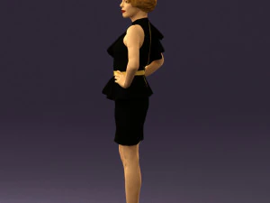 woman in black dress yellow belt 0531 3D Model