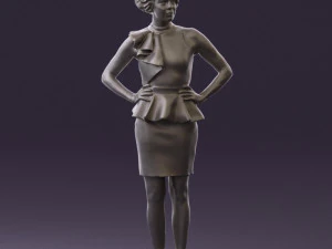 woman in black dress yellow belt 0531 3D Model