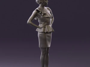 woman in black dress yellow belt 0531 3D Model