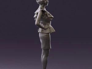 woman in black dress yellow belt 0531 3D Model