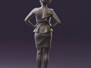 woman in black dress yellow belt 0531 3D Model