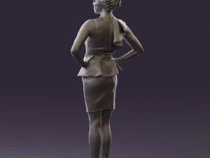 woman in black dress yellow belt 0531 3D Model