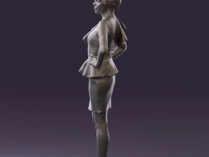 woman in black dress yellow belt 0531 3D Model