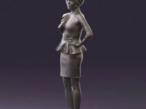 woman in black dress yellow belt 0531 3D Model