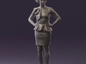woman in black dress yellow belt 0531 3D Model