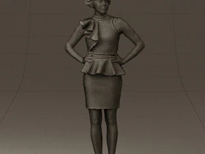 woman in black dress yellow belt 0531 3D Model