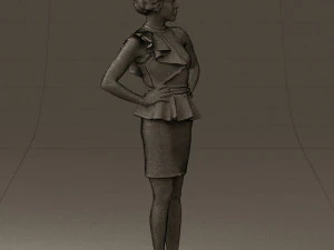 woman in black dress yellow belt 0531 3D Model