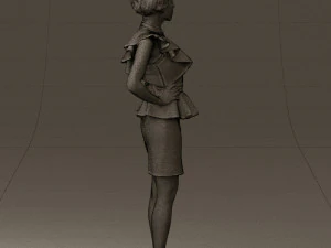 woman in black dress yellow belt 0531 3D Model