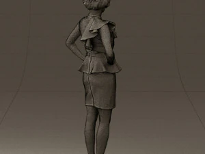 woman in black dress yellow belt 0531 3D Model