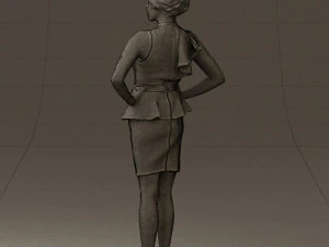 woman in black dress yellow belt 0531 3D Model