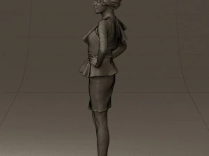 woman in black dress yellow belt 0531 3D Model