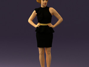 woman in black dress yellow belt 0531 3d print ready 3D Print Model