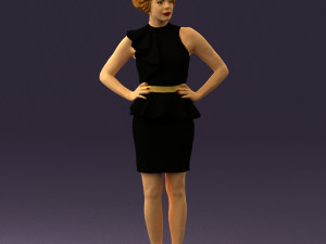 woman in black dress yellow belt 0531 3d print ready 3D Print Model