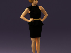 woman in black dress yellow belt 0531 3d print ready 3D Print Model