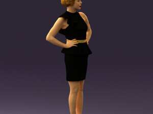 woman in black dress yellow belt 0531 3d print ready 3D Print Model