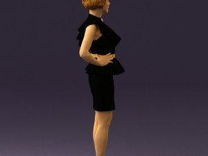 woman in black dress yellow belt 0531 3d print ready 3D Print Model
