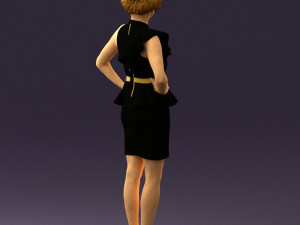 woman in black dress yellow belt 0531 3d print ready 3D Print Model