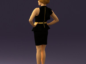 woman in black dress yellow belt 0531 3d print ready 3D Print Model