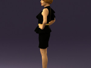 woman in black dress yellow belt 0531 3d print ready 3D Print Model